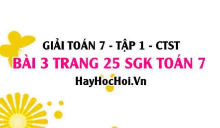 Giải bài 3 trang 25 Toán 7 Tập 1 SGK Chân trời sáng tạo